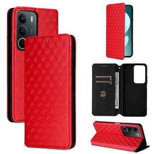 For Realme C71 4G Cubic Grid Texture Flip Leather Phone Case(Red)