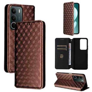 For Realme C71 4G Cubic Grid Texture Flip Leather Phone Case(Brown)