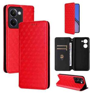 For Realme P3 Ultra 5G Cubic Grid Texture Flip Leather Phone Case(Red)