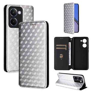 For Realme P3 Ultra 5G Cubic Grid Texture Flip Leather Phone Case(Silver)