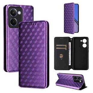 For Realme P3 Ultra 5G Cubic Grid Texture Flip Leather Phone Case(Purple)