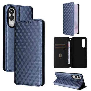 For Samsung Galaxy S25 Edge 5G Cubic Grid Texture Flip Leather Phone Case(Blue)