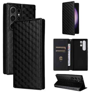 For Samsung Galaxy S24 Ultra 5G Cubic Grid Texture Flip Leather Phone Case(Black)