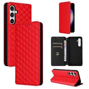 For Samsung Galaxy S24 FE 5G Cubic Grid Texture Flip Leather Phone Case(Red)