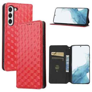 For Samsung Galaxy S23+ 5G Cubic Grid Texture Flip Leather Phone Case(Red)