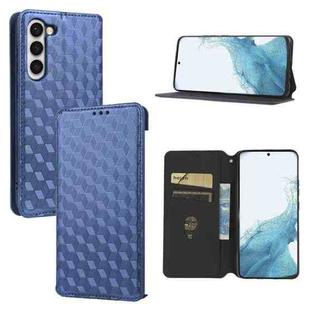 For Samsung Galaxy S23 5G Cubic Grid Texture Flip Leather Phone Case(Blue)