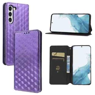 For Samsung Galaxy S23 5G Cubic Grid Texture Flip Leather Phone Case(Purple)