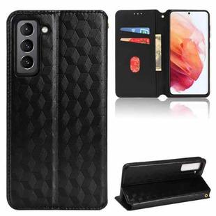 For Samsung Galaxy S21 FE 5G Cubic Grid Texture Flip Leather Phone Case(Black)