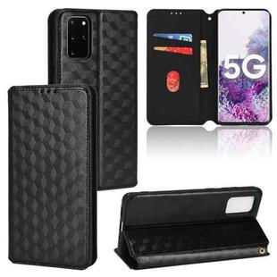 For Samsung Galaxy S20+ Cubic Grid Texture Flip Leather Phone Case(Black)