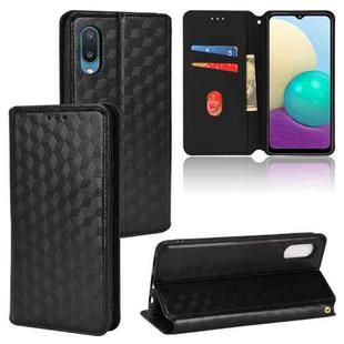 For Samsung Galaxy A02 / M02 Cubic Grid Texture Flip Leather Phone Case(Black)
