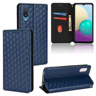 For Samsung Galaxy A02 / M02 Cubic Grid Texture Flip Leather Phone Case(Blue)