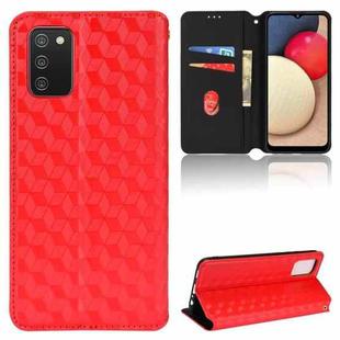 For Samsung Galaxy A02s 166.5mm Cubic Grid Texture Flip Leather Phone Case(Red)