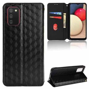 For Samsung Galaxy A02s / A03s 164.2mm Cubic Grid Texture Flip Leather Phone Case(Black)