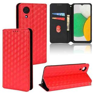 For Samsung Galaxy A03 Core Cubic Grid Texture Flip Leather Phone Case(Red)