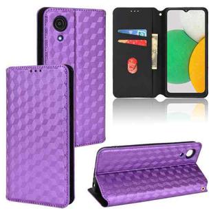 For Samsung Galaxy A03 Core Cubic Grid Texture Flip Leather Phone Case(Purple)