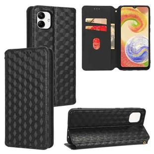 For Samsung Galaxy A04 4G / M13 5G Cubic Grid Texture Flip Leather Phone Case(Black)