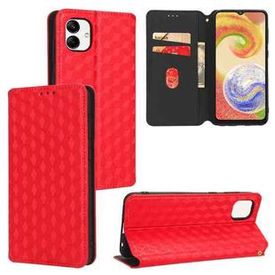 For Samsung Galaxy A04 4G / M13 5G Cubic Grid Texture Flip Leather Phone Case(Red)