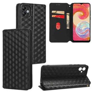 For Samsung Galaxy A04e / M04 / F04 Cubic Grid Texture Flip Leather Phone Case(Black)