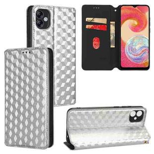 For Samsung Galaxy A04e / M04 / F04 Cubic Grid Texture Flip Leather Phone Case(Silver)