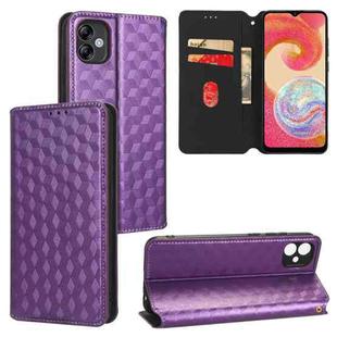For Samsung Galaxy A04e / M04 / F04 Cubic Grid Texture Flip Leather Phone Case(Purple)