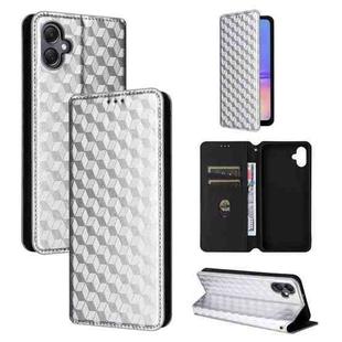 For Samsung Galaxy A05 Cubic Grid Texture Flip Leather Phone Case(Silver)
