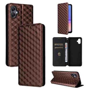 For Samsung Galaxy A05 Cubic Grid Texture Flip Leather Phone Case(Brown)