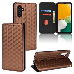For Samsung Galaxy A13 5G / A04s Cubic Grid Texture Flip Leather Phone Case(Brown)
