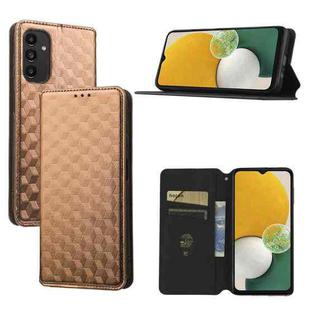 For Samsung Galaxy A14 4G / 5G Cubic Grid Texture Flip Leather Phone Case(Brown)