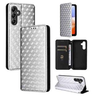 For Samsung Galaxy A15 4G / 5G Cubic Grid Texture Flip Leather Phone Case(Silver)