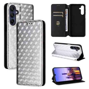 For Samsung Galaxy A16 4G / 5G Cubic Grid Texture Flip Leather Phone Case(Silver)