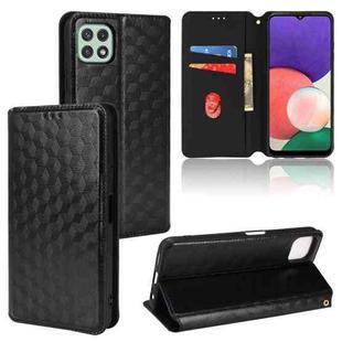 For Samsung Galaxy A22 5G Cubic Grid Texture Flip Leather Phone Case(Black)