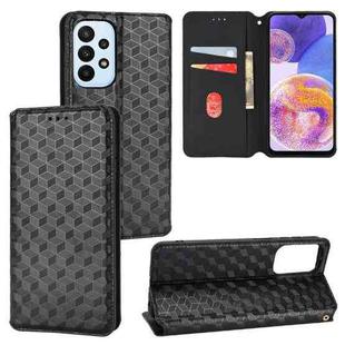For Samsung Galaxy A23 4G / 5G / F23 / M23 Cubic Grid Texture Flip Leather Phone Case(Black)