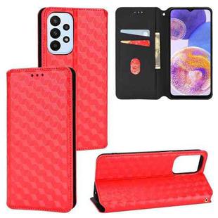 For Samsung Galaxy A23 4G / 5G / F23 / M23 Cubic Grid Texture Flip Leather Phone Case(Red)