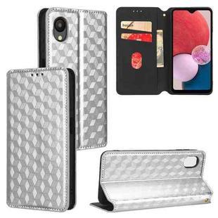For Samsung Galaxy A23e / A23s Cubic Grid Texture Flip Leather Phone Case(Silver)