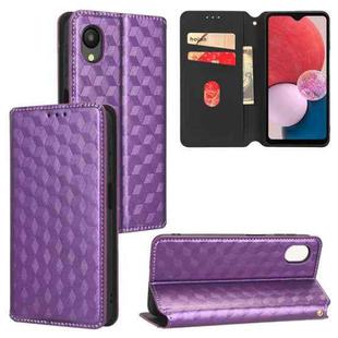 For Samsung Galaxy A23e / A23s Cubic Grid Texture Flip Leather Phone Case(Purple)