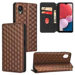 For Samsung Galaxy A23e / A23s Cubic Grid Texture Flip Leather Phone Case(Brown)