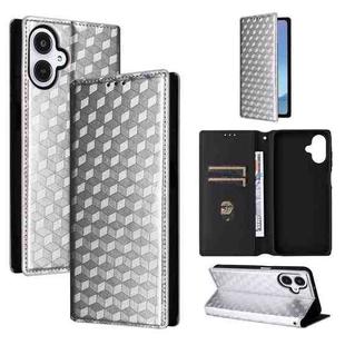 For Samsung Galaxy A25 5G Japan Version / A25e Cubic Grid Texture Flip Leather Phone Case(Silver)