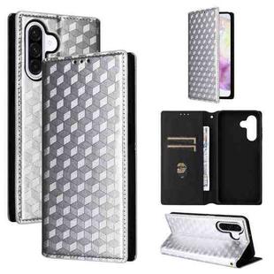 For Samsung Galaxy A26 5G Cubic Grid Texture Flip Leather Phone Case(Silver)