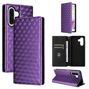 For Samsung Galaxy A26 5G Cubic Grid Texture Flip Leather Phone Case(Purple)