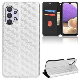 For Samsung Galaxy A32 5G / M32 5G Cubic Grid Texture Flip Leather Phone Case(Silver)
