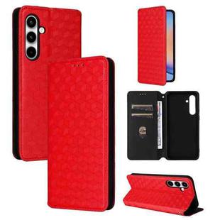 For Samsung Galaxy A35 5G Cubic Grid Texture Flip Leather Phone Case(Red)