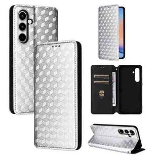For Samsung Galaxy A35 5G Cubic Grid Texture Flip Leather Phone Case(Silver)