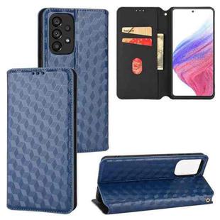 For Samsung Galaxy A53 5G Cubic Grid Texture Flip Leather Phone Case(Blue)