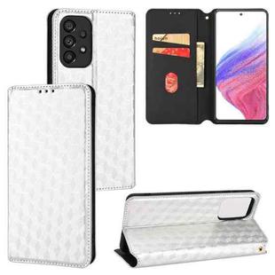 For Samsung Galaxy A53 5G Cubic Grid Texture Flip Leather Phone Case(Silver)
