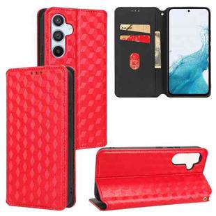 For Samsung Galaxy A54 5G Cubic Grid Texture Flip Leather Phone Case(Red)