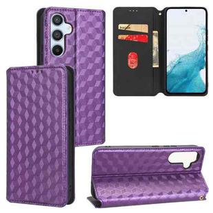 For Samsung Galaxy A54 5G Cubic Grid Texture Flip Leather Phone Case(Purple)