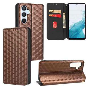 For Samsung Galaxy A54 5G Cubic Grid Texture Flip Leather Phone Case(Brown)