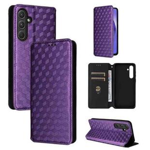 For Samsung Galaxy A55 5G Cubic Grid Texture Flip Leather Phone Case(Purple)