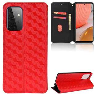 For Samsung Galaxy A72 Cubic Grid Texture Flip Leather Phone Case(Red)