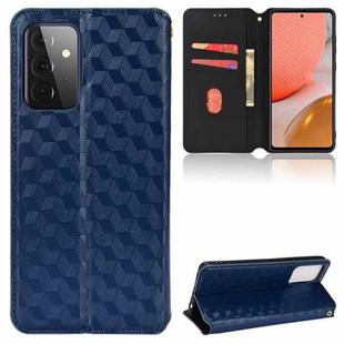 For Samsung Galaxy A72 Cubic Grid Texture Flip Leather Phone Case(Blue)